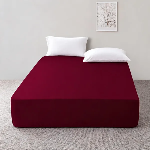 Cotton_Feel_Solid_Maroon_Fitted_Mattress_Protector