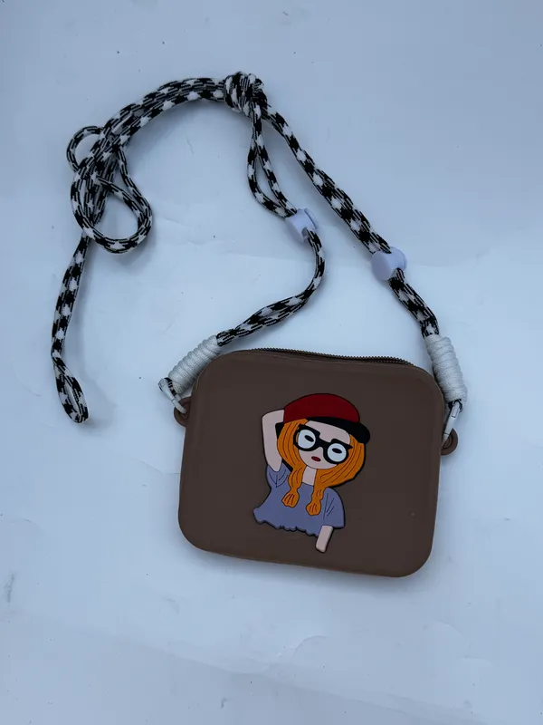 Brown_Silicone_Sling_Bag_For_Kids