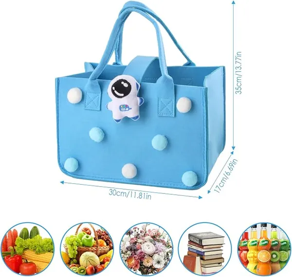Cute_Felt_Hamper_Gift_Bag_for_Kids_|_Reusable_Tote_Bag_Adorable_Soft_Toy_Charm_&_Pom-Pom_|_Spacious_Gift_Basket_for_Birthday,_Raksha_Bandhan,_Return_Gifts,_Picnic,_Lunch_|_28x18_x15_cm_Blue