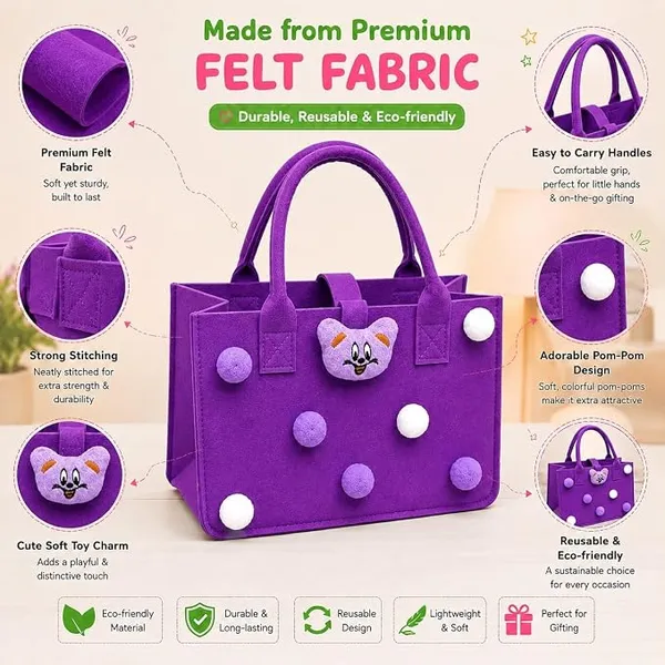 Cute_Felt_Hamper_Gift_Bag_for_Kids_|_Reusable_Tote_Bag_Adorable_Soft_Toy_Charm_&_Pom-Pom_|_Spacious_Gift_Basket_for_Birthday,_Raksha_Bandhan,_Return_Gifts,_Picnic,_Lunch_|_28x18_x15_cm