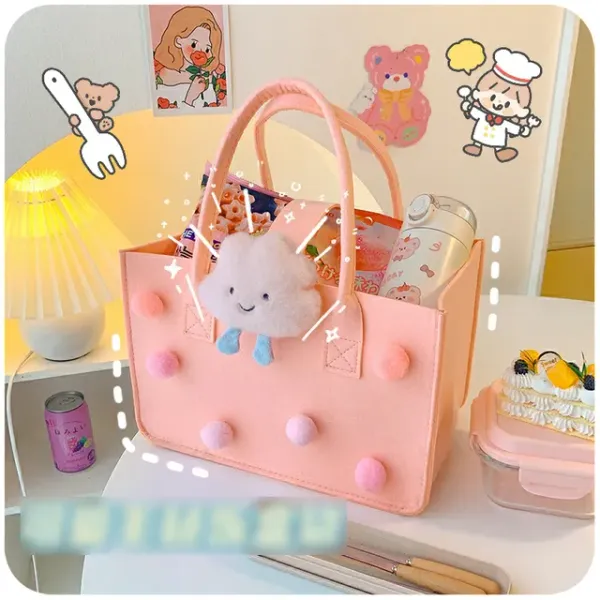 Cute_Felt_Hamper_Gift_Bag_for_Kids_|_Reusable_Tote_Bag_Adorable_Soft_Toy_Charm_&_Pom-Pom_|_Spacious_Gift_Basket_for_Birthday,_Raksha_Bandhan,_Return_Gifts,_Picnic,_Lunch_|_28x18_x15_cm_Peach
