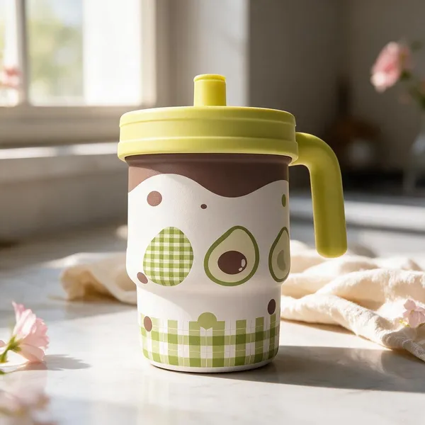 Cartoon_Mini_Tumbler_–_700ml_Stainless_Steel_Double-Walled_Travel_Mug_–_Leak-Proof,_BPA-Free_with_Straw_–_Perfect_for_School_&_Outdoor_Use_Brown__And__Green_Steel_Tumbler_For_Kids