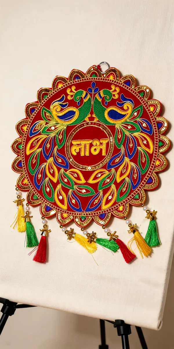 Velvet_Traditional_Peacock_Shubh_Wall_Hanging