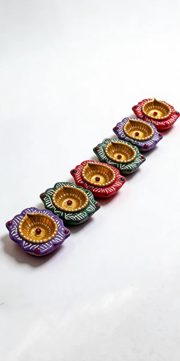 Clay_Festive_Floral_Hand-Painted_Decorative_Diya_Set