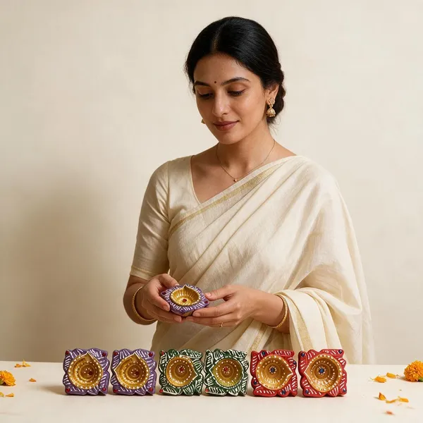 Clay_Festive_Floral_Hand-Painted_Decorative_Diya_Set