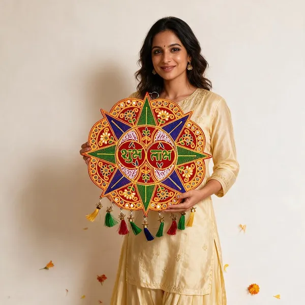 Velvet_Festive_Radial_Floral_Shubh_Labh_Wall_Hanging