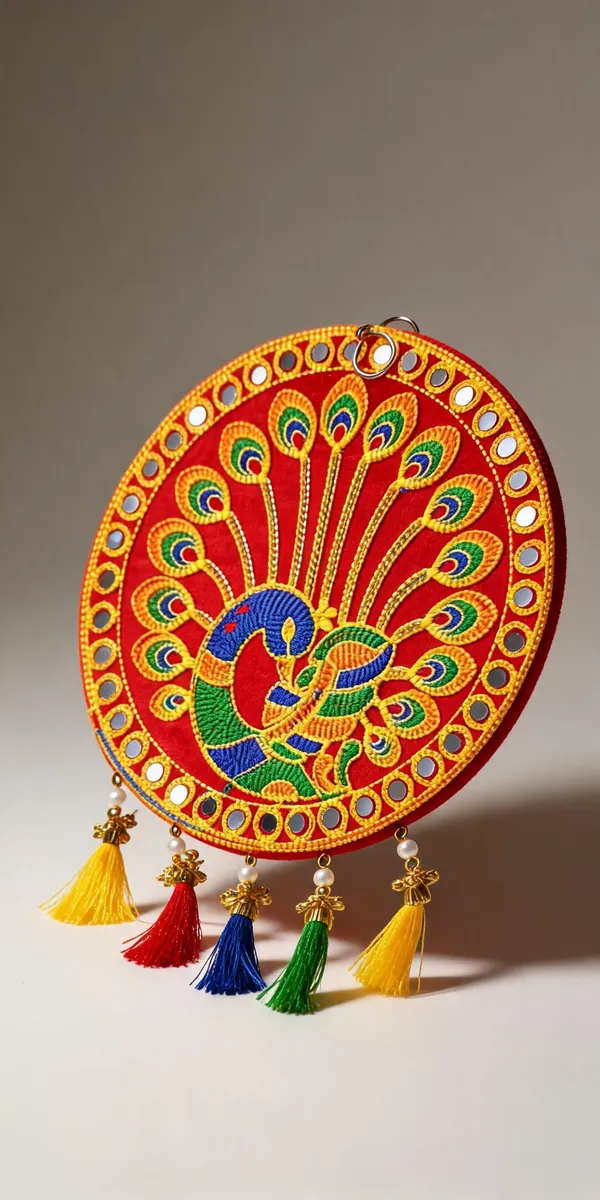 Velvet_Traditional_Peacock_Mirror_Work_Wall_Hanging