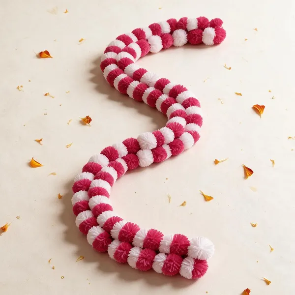Fabric_Festive_Pom_Pom_Pink_White_Decorative_Garland