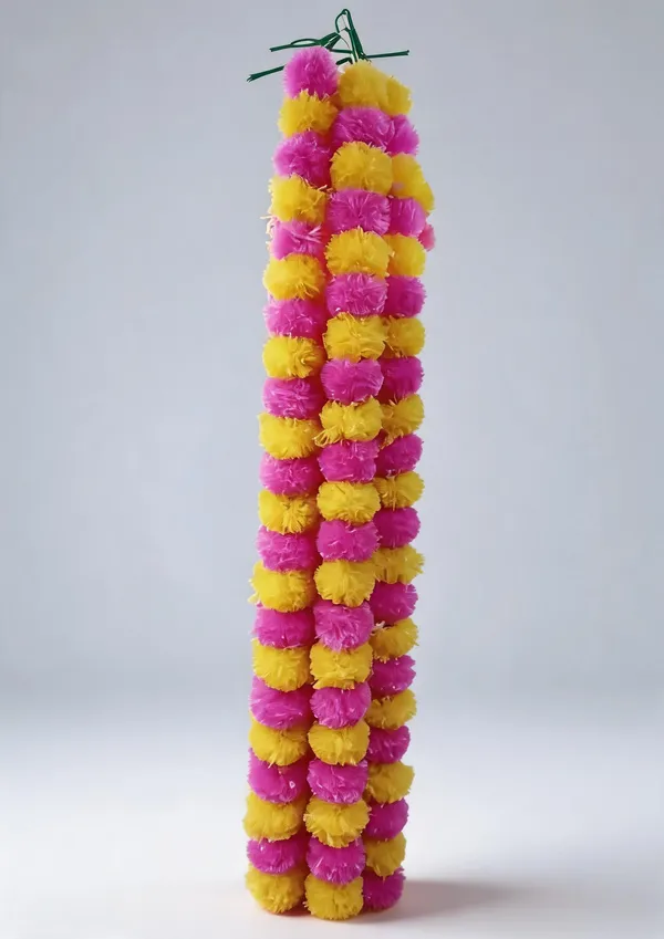Plastic_Festive_Pom_Pom_Pink_Yellow_Flower_Garland