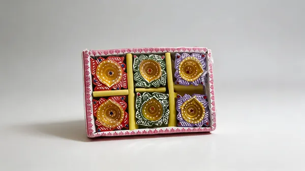 Clay_Festive_Multicolour_Embellished_Decorative_Diya_Set