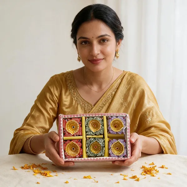 Clay_Festive_Multicolour_Embellished_Decorative_Diya_Set