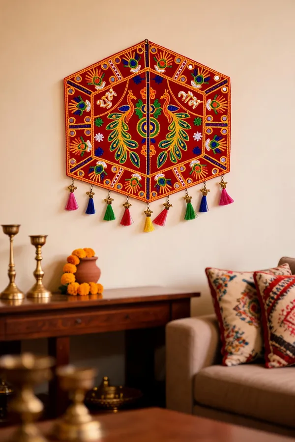 Velvet_Festive_Peacock_Om_Hexagonal_Wall_Hanging