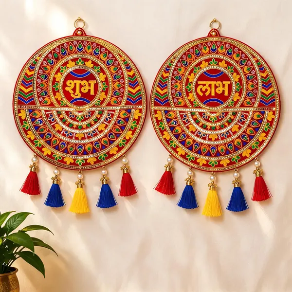 Velvet_Festive_Shubh_Labh_Embroidered_Wall_Hanging_Set