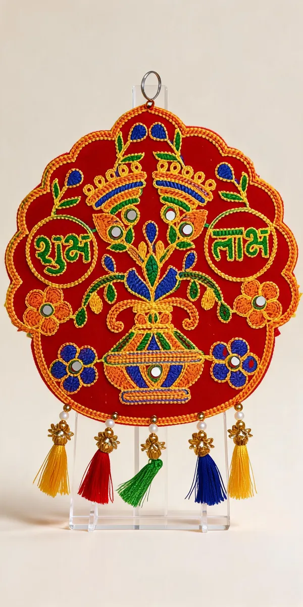 Velvet_Traditional_Ganesh_Shubh_Labh_Wall_Hanging