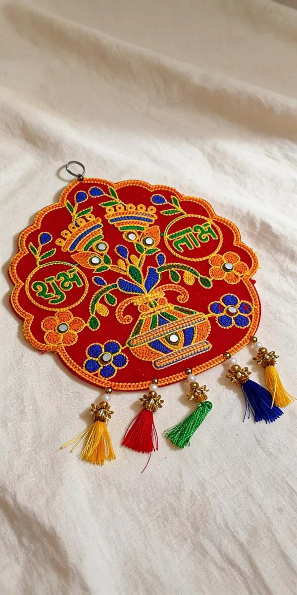 Velvet_Traditional_Ganesh_Shubh_Labh_Wall_Hanging