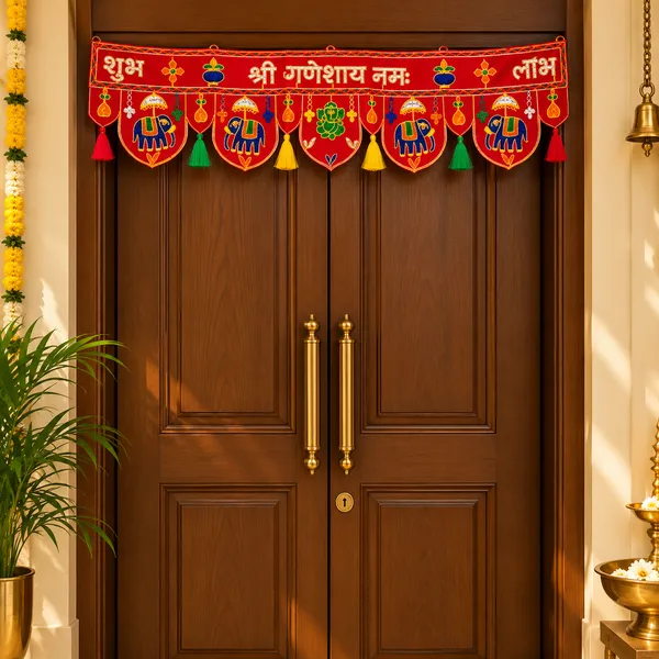 Red_Embroidered_Religious_Door_Toran_With_Ganesh_Motif