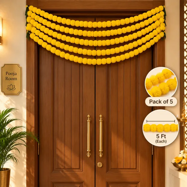 Yellow_Marigold_Style_Decorative_Flower_Garland