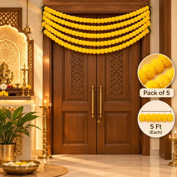 Yellow_Marigold_Style_Decorative_Flower_Garland