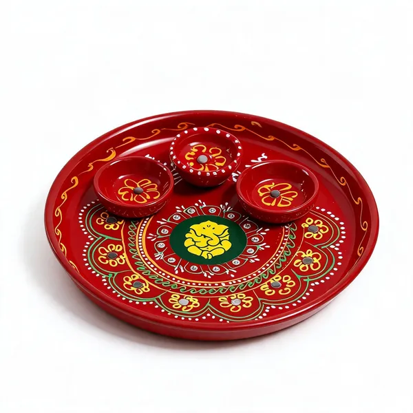 Steel_Festive_Ganesha_Hand-Painted_Pooja_Thali_Set