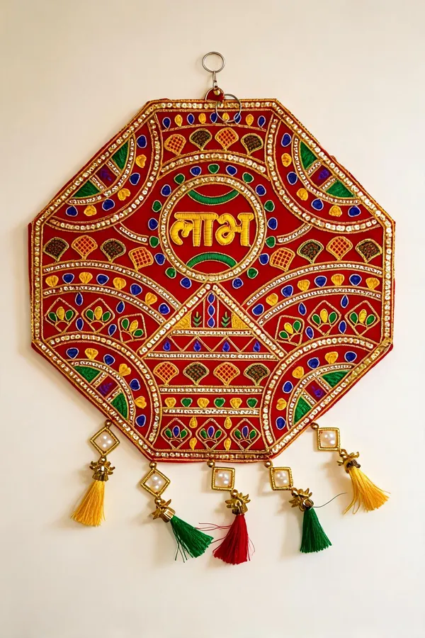 Velvet_Traditional_Octagonal_Shubh_Labh_Wall_Hanging