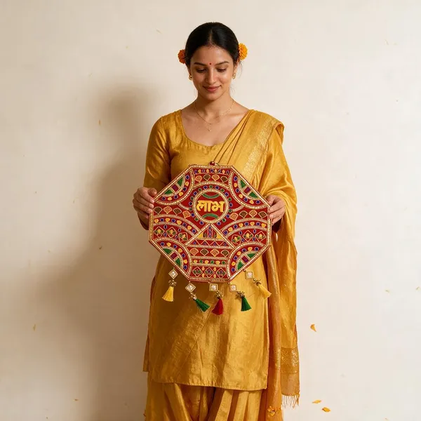 Velvet_Traditional_Octagonal_Shubh_Labh_Wall_Hanging