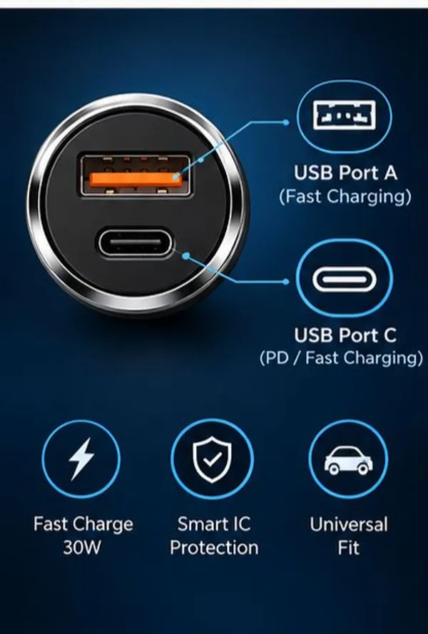 Firesound_100_W_Qualcomm_Certified_Turbo_Car_Charger_(Black)