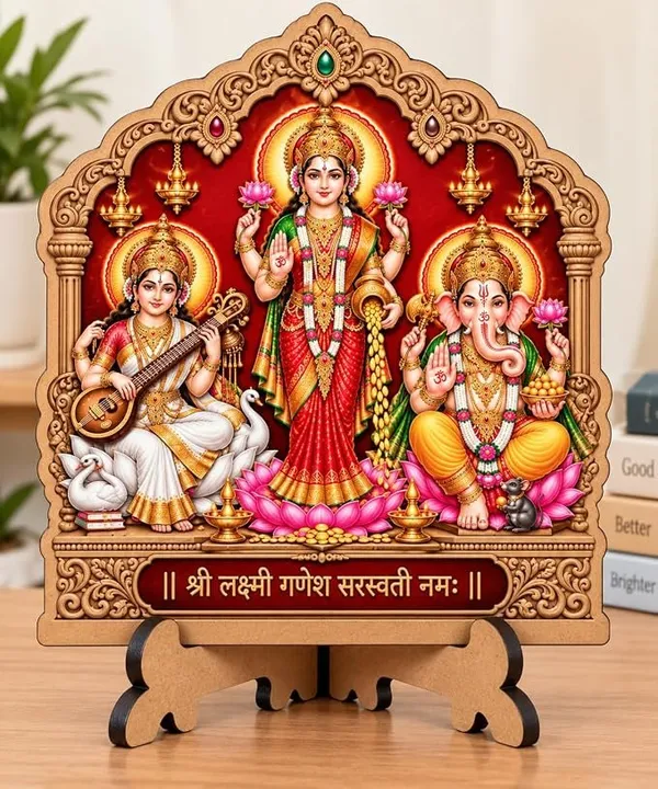 Shri_Laxmi_Ganesh_Saraswati_Mdf_Wooden_Standee