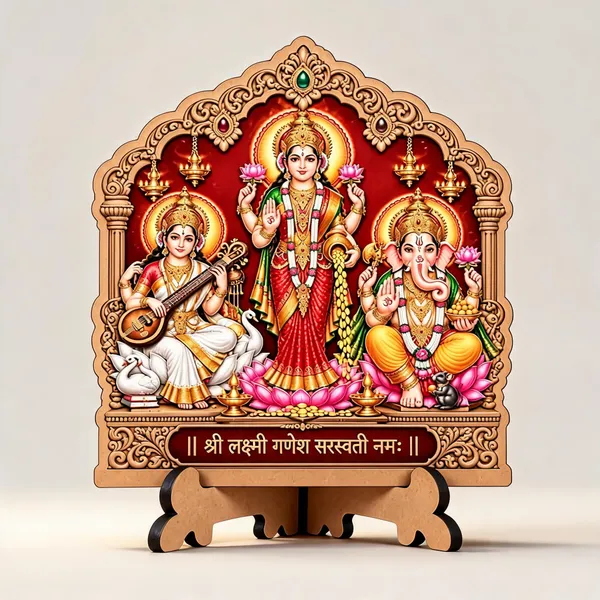 Shri_Laxmi_Ganesh_Saraswati_Mdf_Wooden_Devotional_Standee