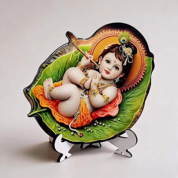 Baby_Krishna_Leaf_Wooden_Standee_Devotional_Decor