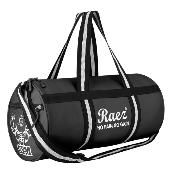Raez_Black_Pu_Sports_Duffel_Gym_Bag_For_Unisex