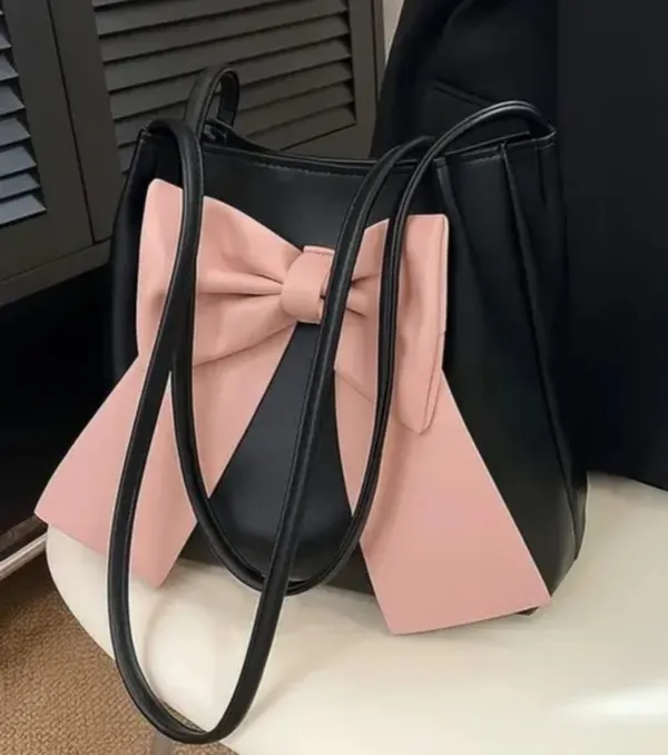 Raez_Black_And_Pink_Pu_Bow_Detail_Handbag_For_Women