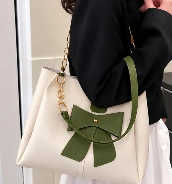 Raez_Cream_And_Green_Pu_Bow_Detail_Shoulder_Handbag_For_Women