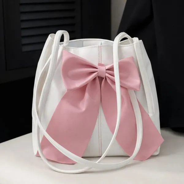 Raez_White_And_Pink_Pu_Bow_Detail_Handbag_For_Women