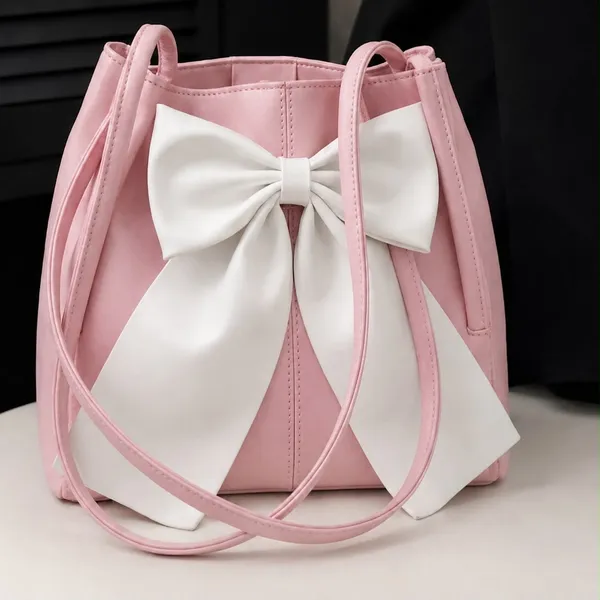 Raez_Baby_Pink_And_White_Pu_Bow_Detail_Handbag_For_Women
