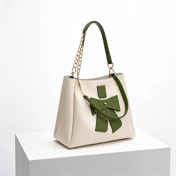 Raez_Cream_And_Green_Pu_Bow_Detail_Shoulder_Handbag_For_Women