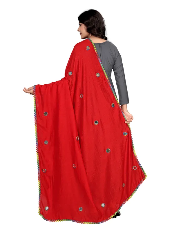 Mirror_Work_Art_Silk_Dupatta_For_Women_With_Lace_Border_Red