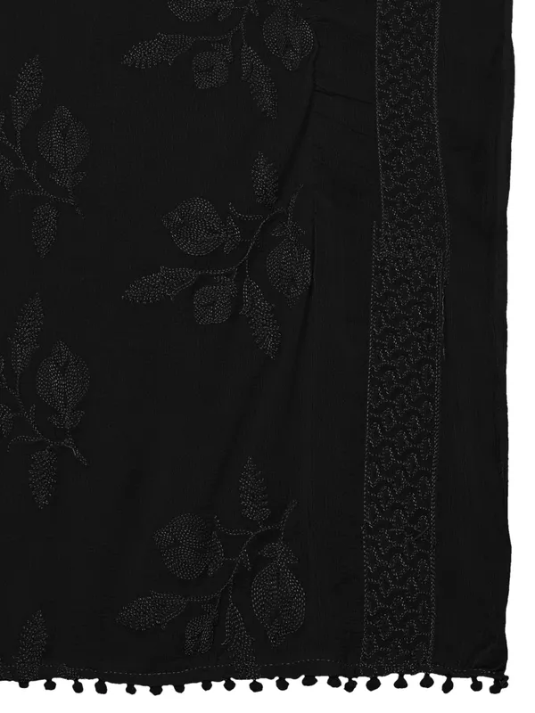 Embroidered_Chiffon_Dupatta_For_Women_With_Pom_Pom_Lace_Black
