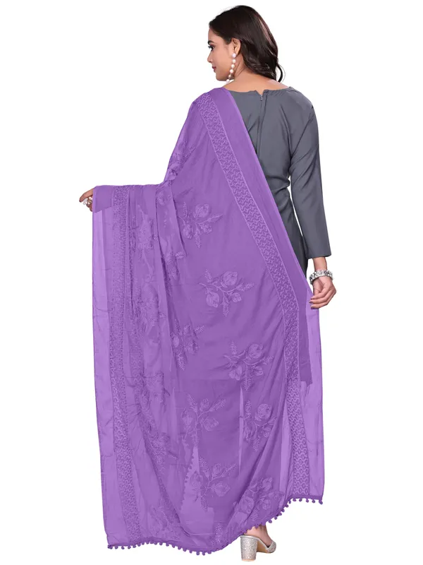 Embroidered_Chiffon_Dupatta_For_Women_With_Pom_Pom_Lace_Lavender