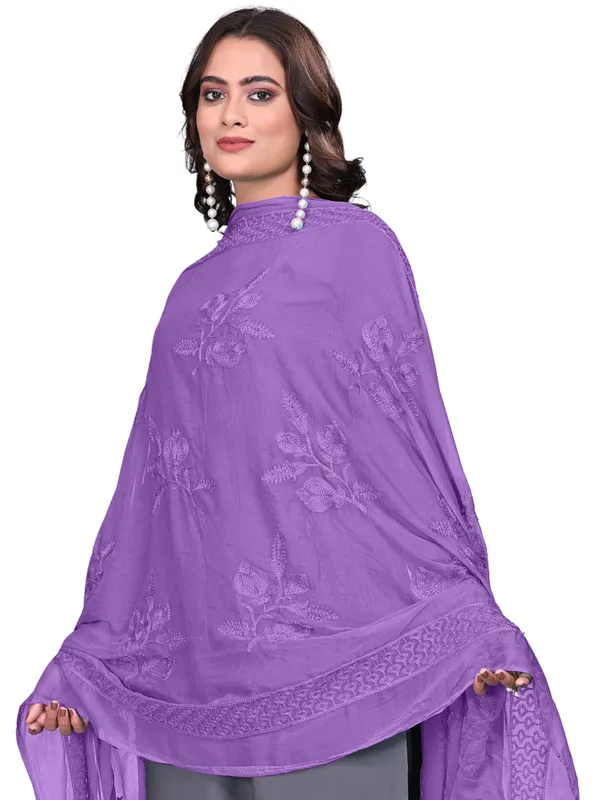 Embroidered_Chiffon_Dupatta_For_Women_With_Pom_Pom_Lace_Lavender