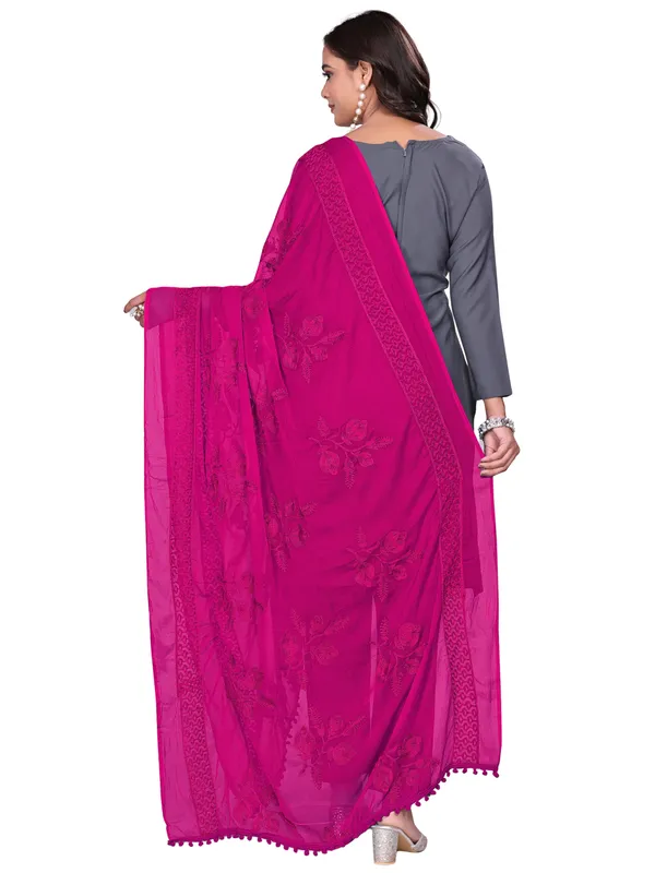 Embroidered_Chiffon_Dupatta_For_Women_With_Pom_Pom_Lace_Pink