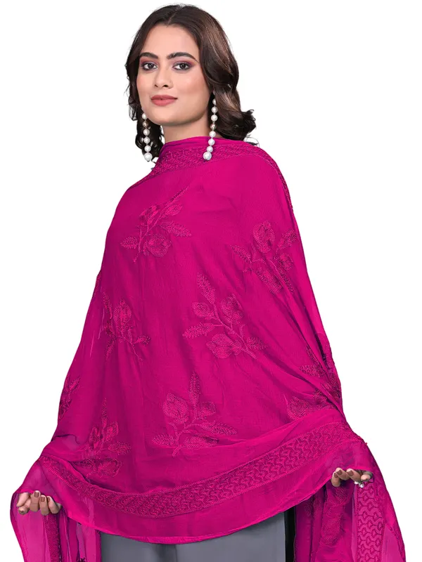 Embroidered_Chiffon_Dupatta_For_Women_With_Pom_Pom_Lace_Pink