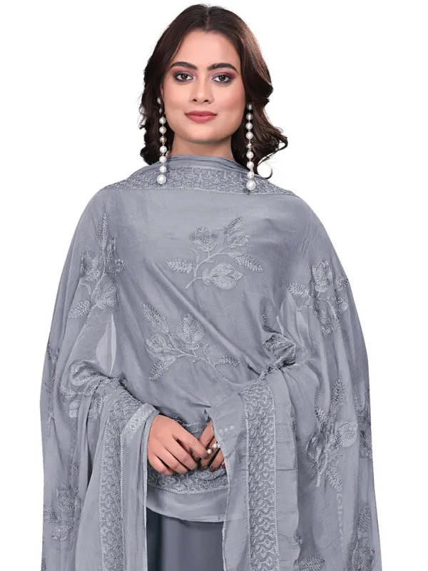 Embroidered_Chiffon_Dupatta_For_Women_With_Pom_Pom_Lace_Grey