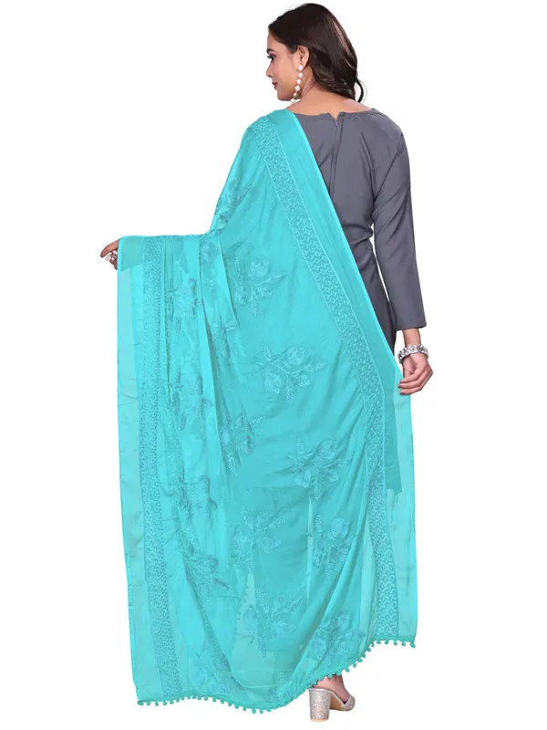 Embroidered_Chiffon_Dupatta_For_Women_With_Pom_Pom_Lace_Sky_Blue