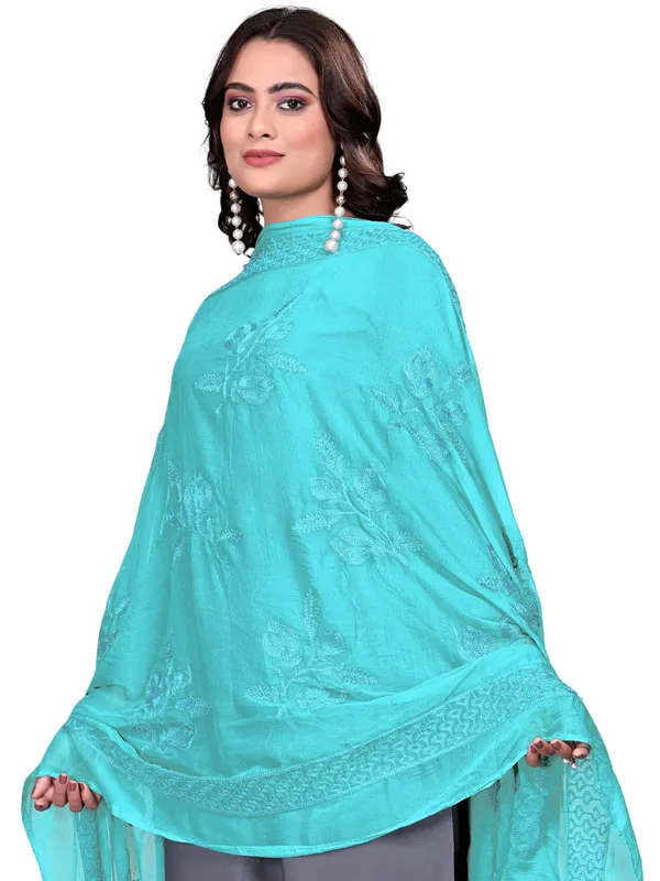 Embroidered_Chiffon_Dupatta_For_Women_With_Pom_Pom_Lace_Sky_Blue