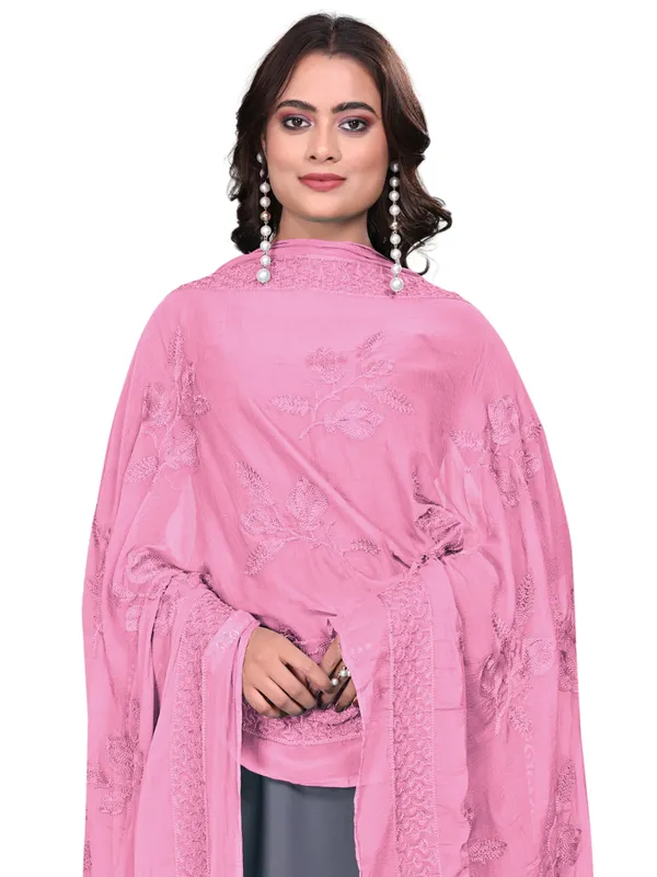 Embroidered_Chiffon_Dupatta_For_Women_With_Pom_Pom_Lace_Onion_Pink