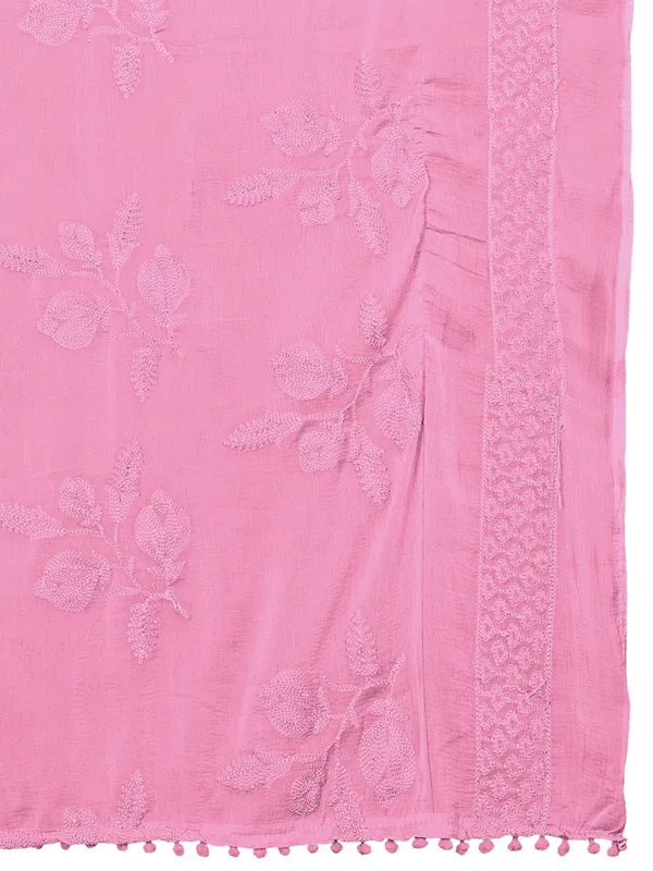 Embroidered_Chiffon_Dupatta_For_Women_With_Pom_Pom_Lace_Onion_Pink