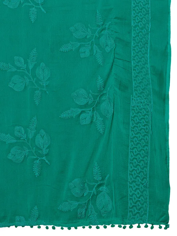 Embroidered_Chiffon_Dupatta_For_Women_With_Pom_Pom_Lace_Rama_Green