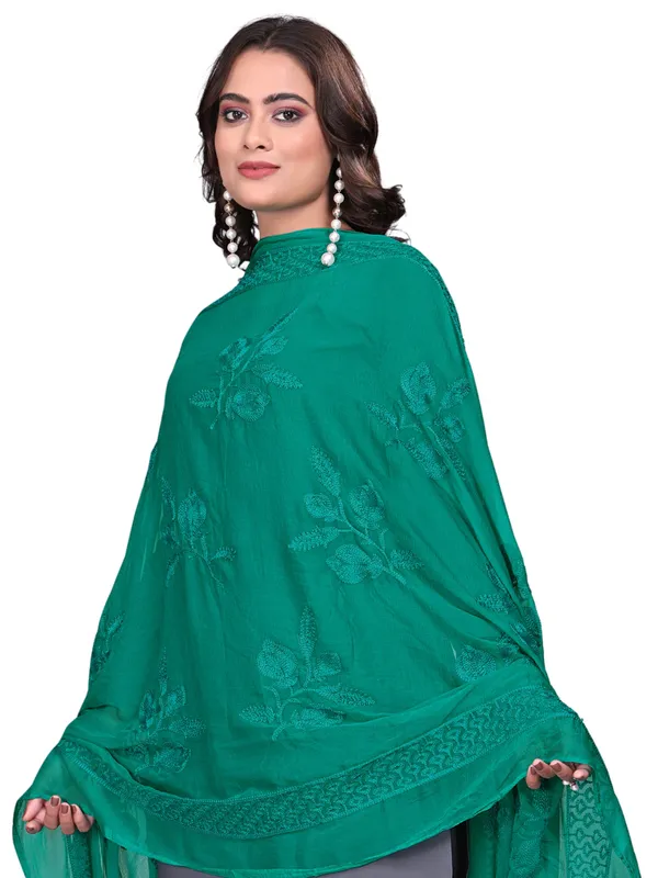 Embroidered_Chiffon_Dupatta_For_Women_With_Pom_Pom_Lace_Rama_Green