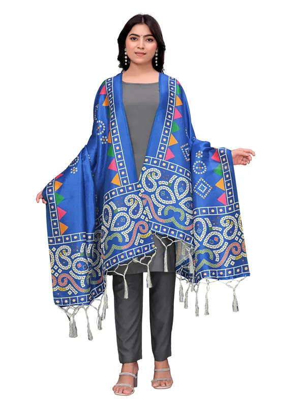 Bandhani_Printed_Art_Silk_Dupatta_For_Women_With_Tassels_Royal_Blue