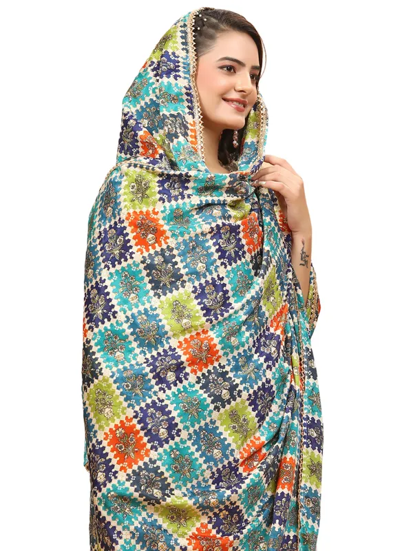 Chinon_Dupatta_With_Digital_Foil_Print_And_Lace_Border_Box_Green